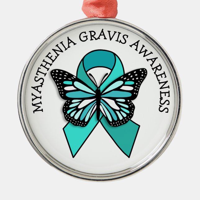 Adorno Metálico Myasthenia Gravis Awareness Ribbon Butfly (Frente)
