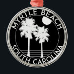 Adorno Metálico Myrtle Beach Carolina del Sur<br><div class="desc">Myrtle Beach Carolina del Sur en blanco y negro.</div>