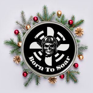 Adorno Metálico Nacido Para Alzar, Piloto De Cráneo De Guay Y Héli