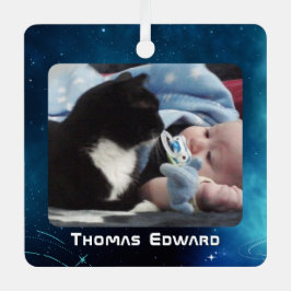 Adorno Metálico Nacimiento del bebé en el espacio exterior azul pr