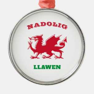 Adorno Metálico Nadolig Llawen Welsh Feliz Navidad Simple Celta