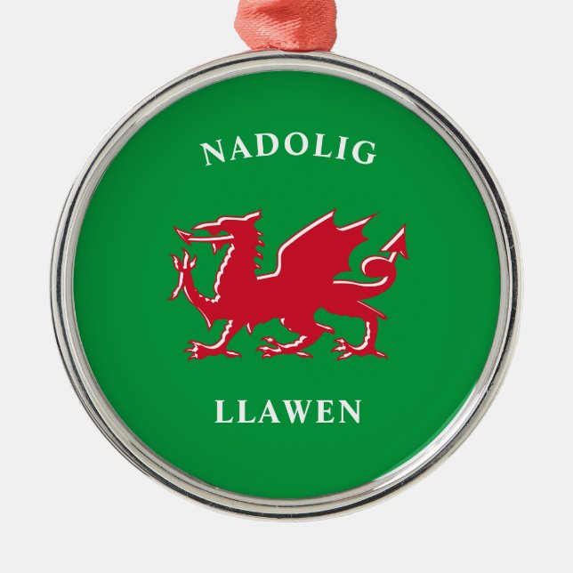 Adorno Metálico Nadolig Llawen Welsh Simple Celtic Merry Christmas (Frente)