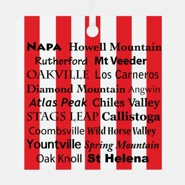Adorno Metálico Napa Valley Wine AVAs Ornament (Anverso)