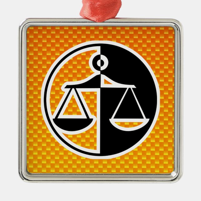Adorno Metálico Naranja Amarillo Justicia escala (Frente)