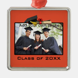 Adorno Metálico Naranja Añadir tu foto / año de graduación