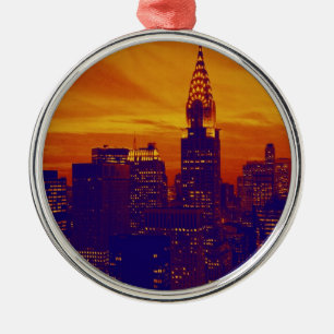 Adorno Metálico Naranja azul Pop Art Nueva York