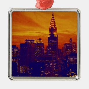 Adorno Metálico Naranja azul Pop Art Nueva York