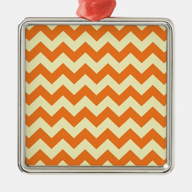 Adorno Metálico Naranja Cream Citrus Chevron ZigZag Stripes Regalo (Frente)