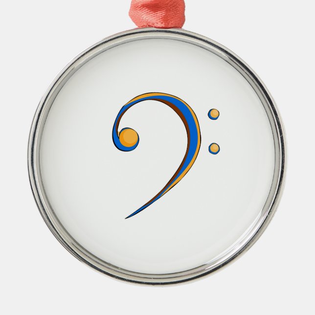Adorno Metálico Naranja de estilo informal y azul Bass Clef (Frente)