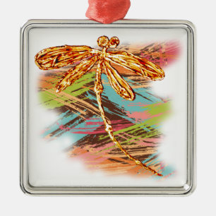 Adorno Metálico Naranja de la libélula