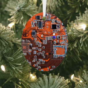 Adorno Metálico Naranja de la placa de circuito del geek de la com