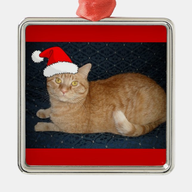 Adorno Metálico Naranja de navidades Tabby Cat (Frente)