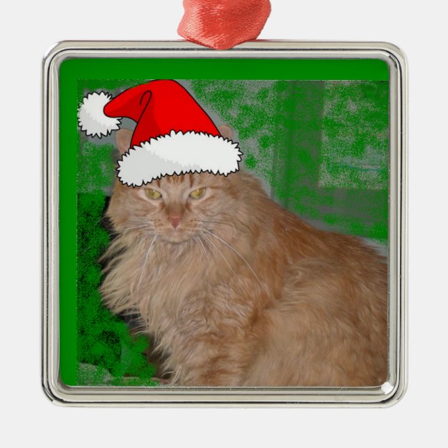Adorno Metálico Naranja de navidades Tabby Kitty Cat (Frente)