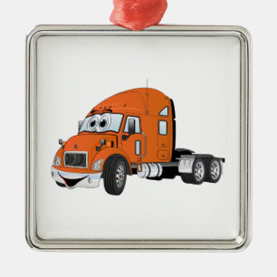 Adorno Metálico Naranja de Semi Truck Cab