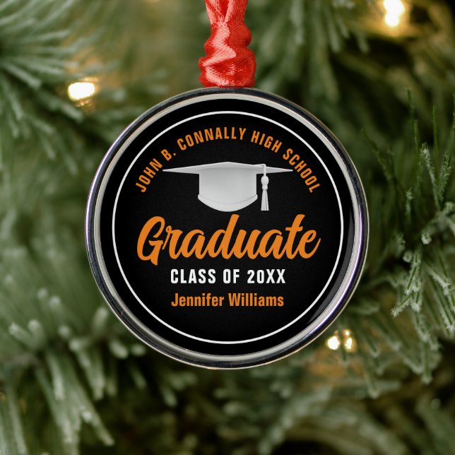Adorno Metálico Naranja Navidades personalizados de graduación neg (Árbol)