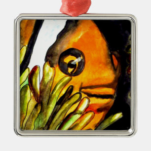 Adorno Metálico Naranja Payaso Pescado acuarela pintura original