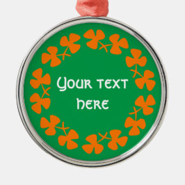 Adorno Metálico Naranja Shamrock Border Add Text
