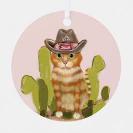 Adorno Metálico Naranja Tabby Cowboy Cat