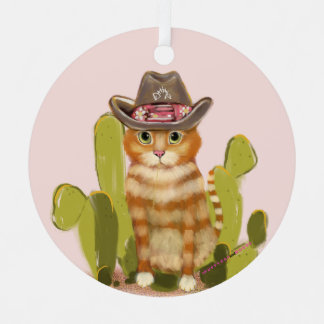 Adorno Metálico Naranja Tabby Cowboy Cat