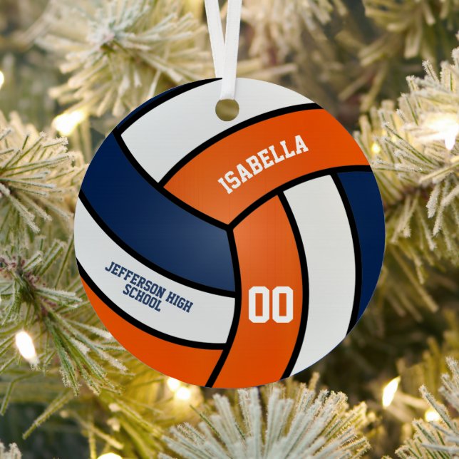 Adorno Metálico Naranja y Voleibol Azul de la Marina - Personaliza (in situ)