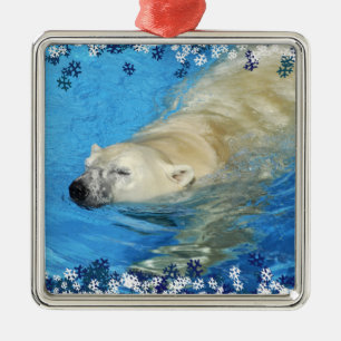 Adorno Metálico Natación de oso polar