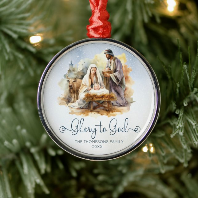 Adorno Metálico Natividad acuarela Gloria a Dios Navidades (Árbol)