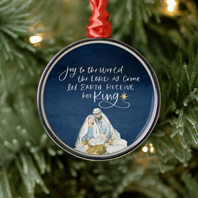 Adorno Metálico Natividad alegría acuarela Navidades religiosos (Árbol)