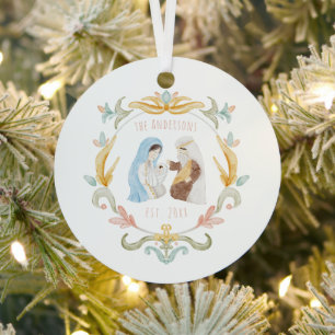 Adorno Metálico Natividad de los Navidades cristianos acuarelas