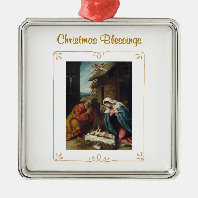 Adorno Metálico Nativity Christmas Blessings Religious Ornament (Frente)