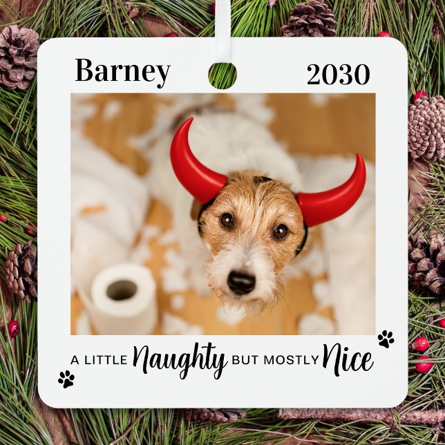 Adorno Metálico Naughty Nice Funny Dog Mascota Photo Navidades (Subido por el creador)