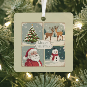 Adorno Metálico Navidad Alegre Retro Santa Claus Árbol Vintage