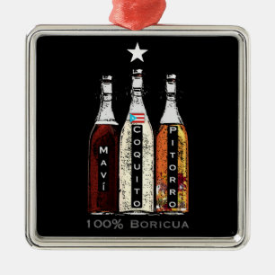 Adorno Metálico Navidad Boricua Puerto Rico Bebidas tradicionales