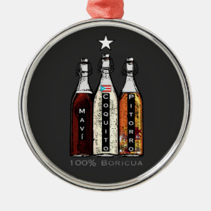 Adorno Metálico Navidad Boricua Puerto Rico Bebidas tradicionales