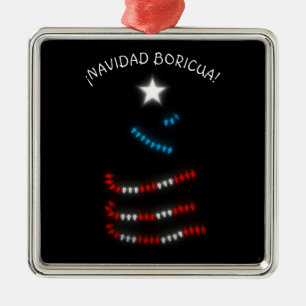 Adorno Metálico Navidad Boricua Puerto Rico Feliz Navidad
