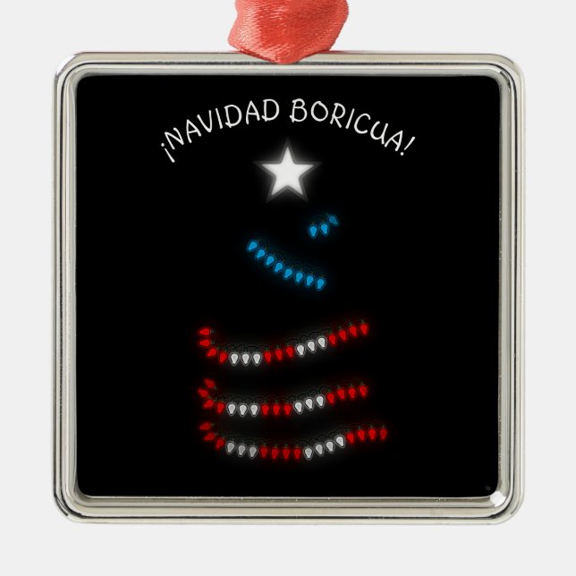 Adorno Metálico Navidad Boricua Puerto Rico Feliz Navidad (Frente)