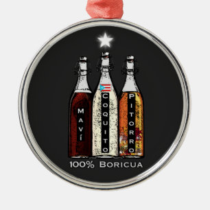 Adorno Metálico Navidad Boricua Puerto Rico Mavi Coquito Pitorro
