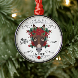 Adorno Metálico Navidad Burro Personalizado Personalizada