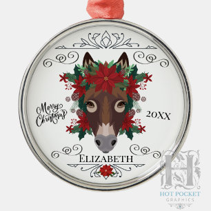 Adorno Metálico Navidad Burro Personalizado Personalizada