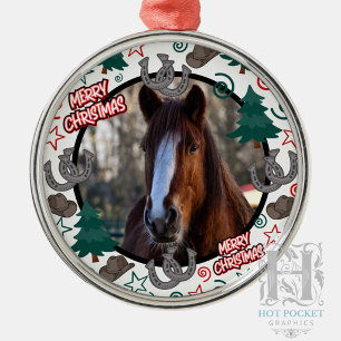 Adorno Metálico Navidad con Foto de Caballo Personalizada