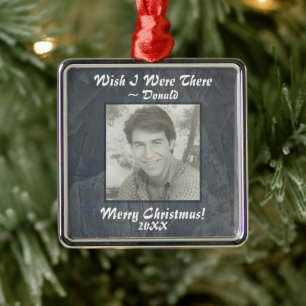 Adorno Metálico Navidad con Foto Personalizada Gris Pizarra