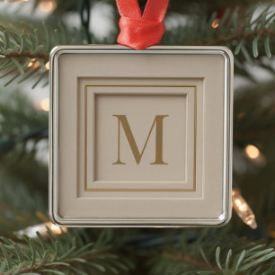 Adorno Metálico Navidad con Monograma de Lujo Personalizado