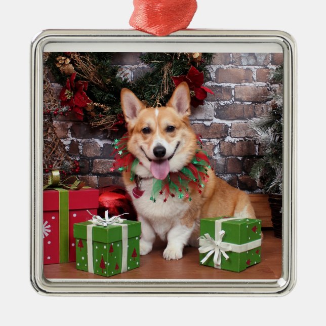 Adorno Metálico Navidad - Corgi - caloría (Frente)