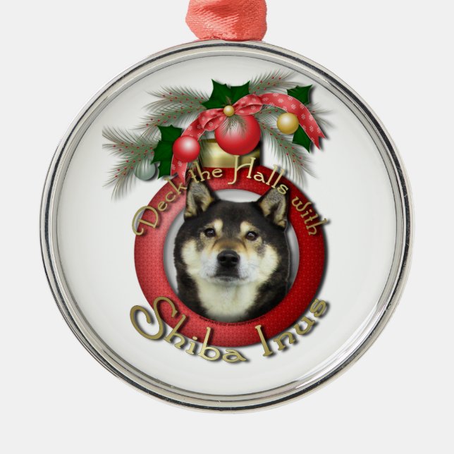 Adorno Metálico Navidad - cubierta los pasillos - Shiba Inus - (Frente)