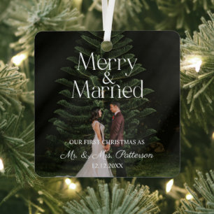 Adorno Metálico Navidad de bodas feliz y casado por primera vez