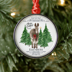 Adorno Metálico Navidad de burro personalizada