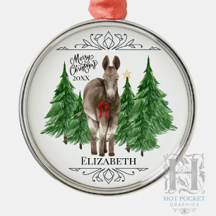 Adorno Metálico Navidad de burro personalizada