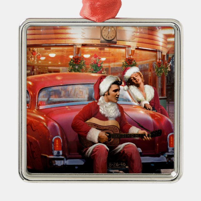 Adorno Metálico Navidad de Elvis y de Marilyn (Frente)