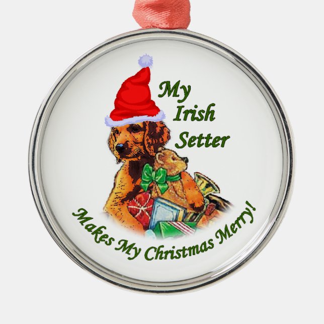 Adorno Metálico Navidad de Irish Setter (Frente)
