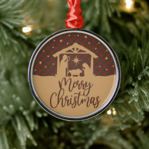 Adorno Metálico Navidad de Tartán Escocés Deteriorado Burnett