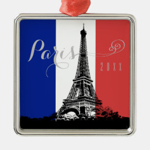 Adorno Metálico Navidad del año de la bandera de Francia de la